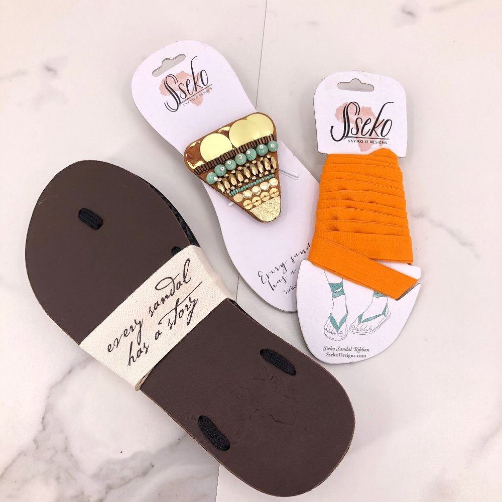 NWT-Sseko black orange sheba triangle sandal